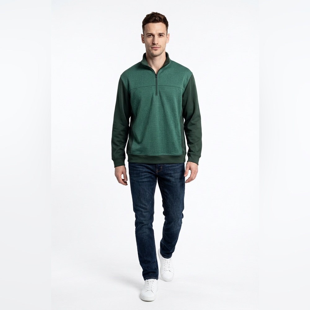 Pro Tour Mens Wrinkle-Resistant 1/4-Zip Golf Pullover Sweatshirt Green Size XL
